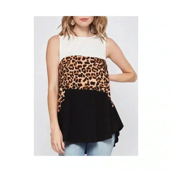 🆕Beeson River Playful Color Block Sleeveless Tunic Top S🆕 - Picture 1 of 6